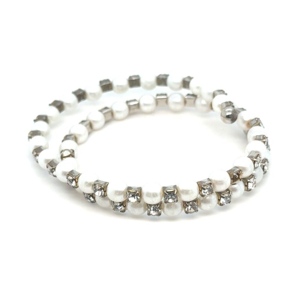 Wrap Pearl/Rhinestones Cuff (c)